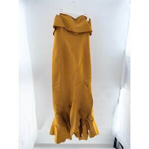 Oscar de la Renta Strapless Mermaid Maxi Dress Yellow Mustard Women's Size 8